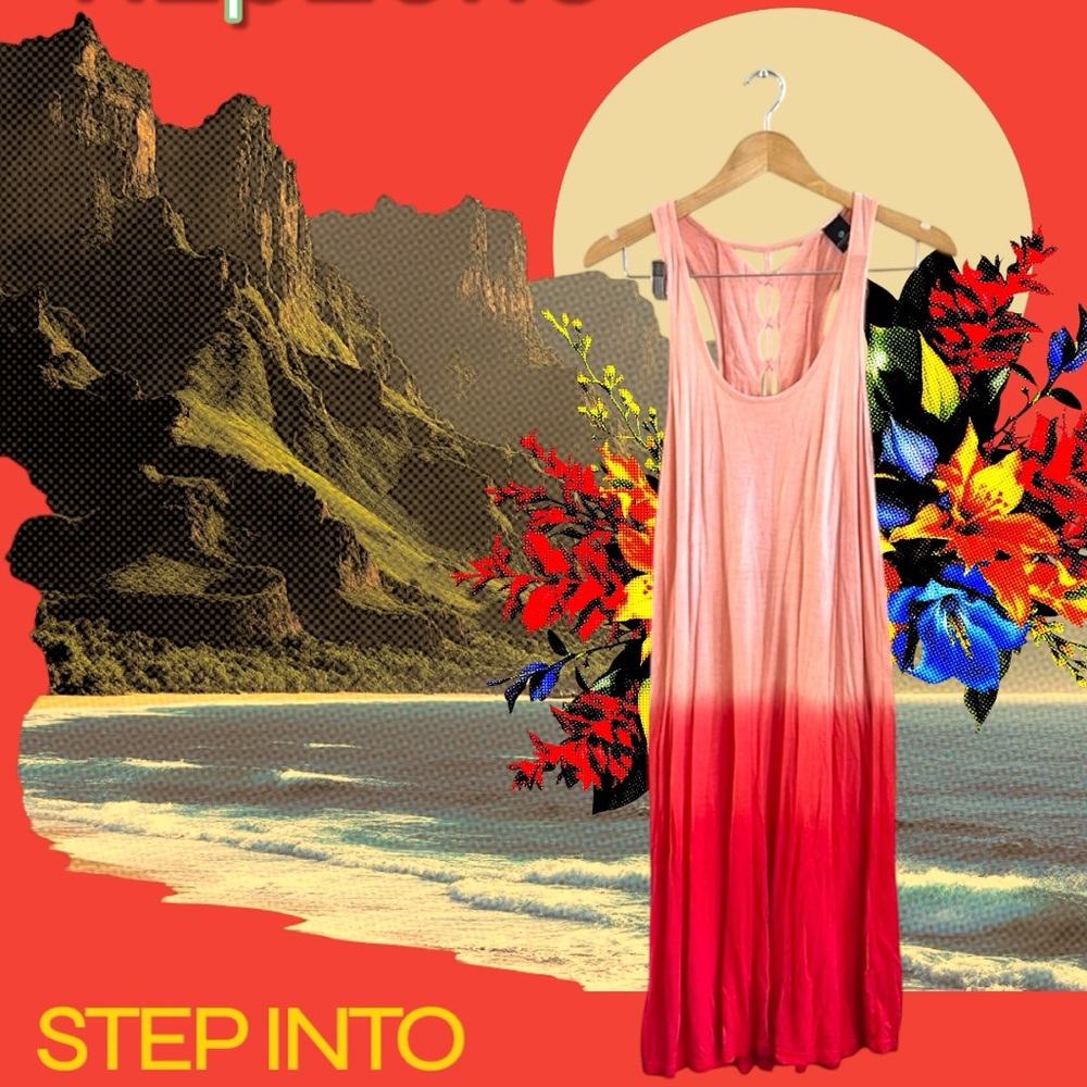 Vibrant Comfortable Ombre Midi Dress